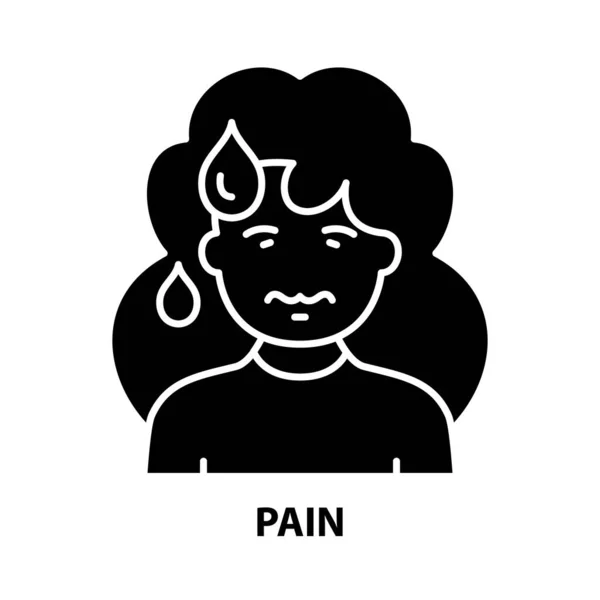 疼痛图标,带有可编辑笔划的黑色矢量符号,概念图 — 图库矢量图片