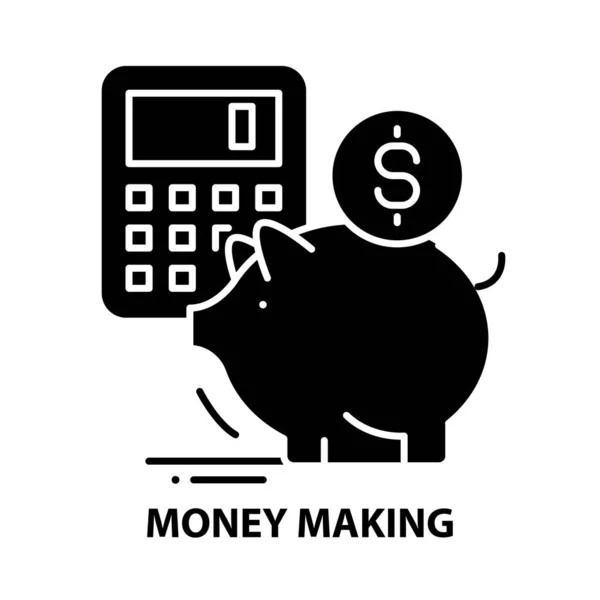 Ícone de fazer dinheiro, sinal de vetor preto com traços editáveis, ilustração conceito — Vetor de Stock