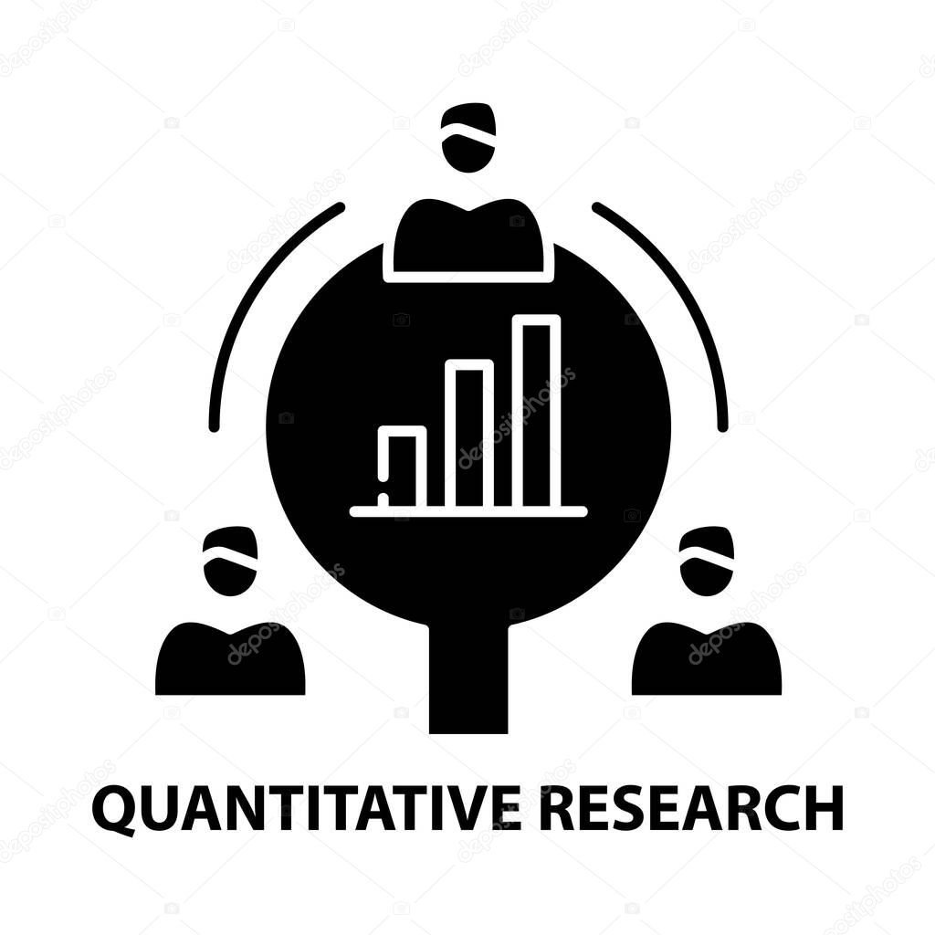 quantitative research icon, black vector sign with editable strokes, concept illustration