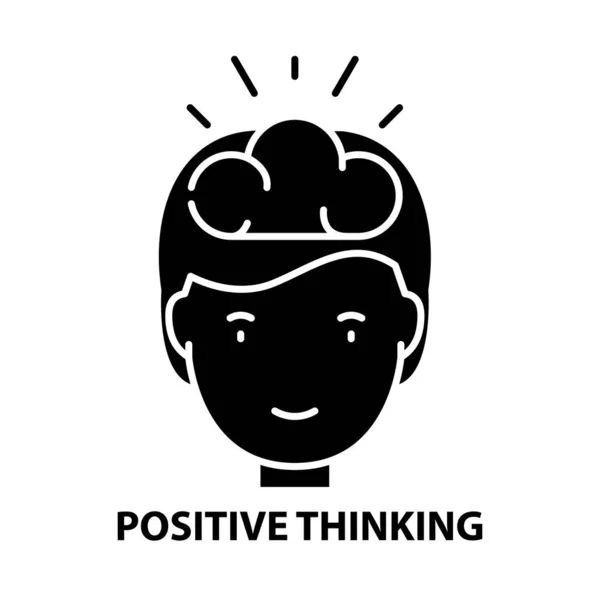 Positive thinking icon, black vector sign with editable strokes, concept illustration — Wektor stockowy