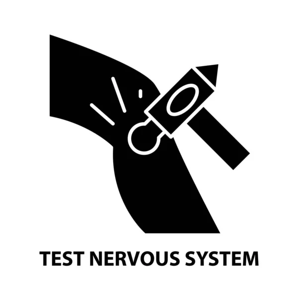 테스트 신경계 아이콘, 검정 벡터 사인 편집 가능 한 획으로, 개념 설명 — 스톡 벡터