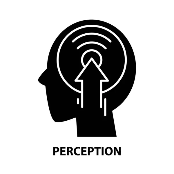 Ícone de percepção, sinal vetorial preto com traços editáveis, ilustração conceito —  Vetores de Stock
