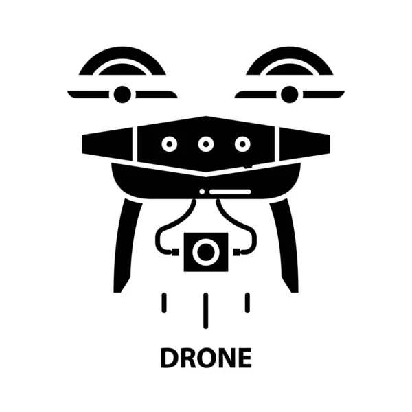 Drone symbol icon, black vector sign with editable strokes, concept illustration — Stock Vector