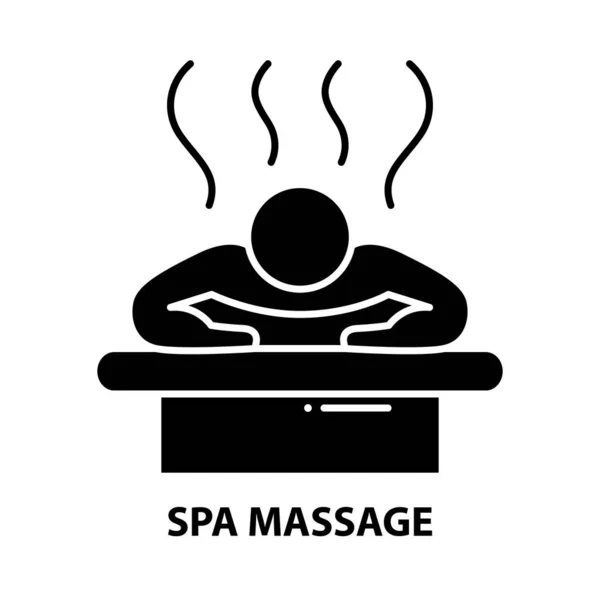 Значок спа-масажу, чорний векторний знак зі зміненими штрихами, концептуальна ілюстрація — стоковий вектор