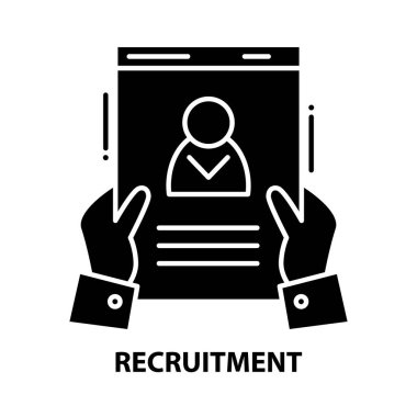 işe alma simgesi, düzenlenebilir vuruşlarla siyah vektör işareti, konsept illüstrasyon