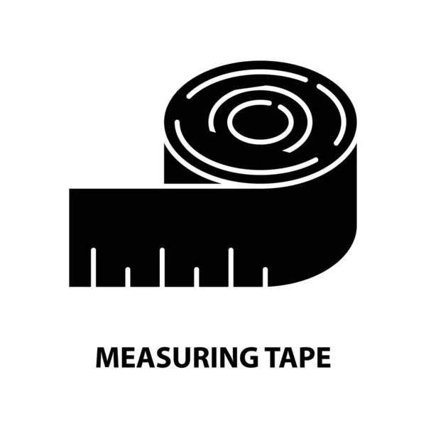 Measuring tape icon, black vector sign with editable strokes, concept illustration — Stockový vektor