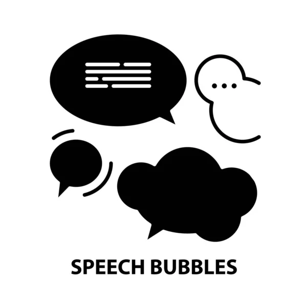 Speech bubbles icon, black vector sign with editable strokes, concept illustration — Stockvector