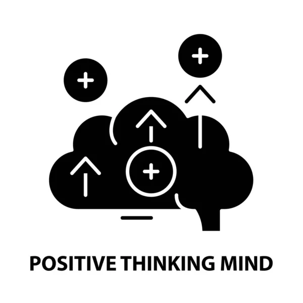 Positive thinking mind icon, black vector sign with editable strokes, concept illustration — Wektor stockowy