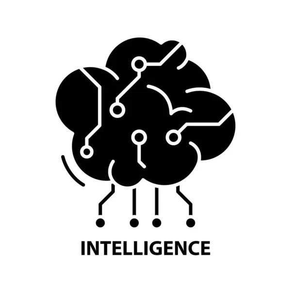 Intelligence icon, black vector sign with editable strokes, concept illustration — Stockový vektor