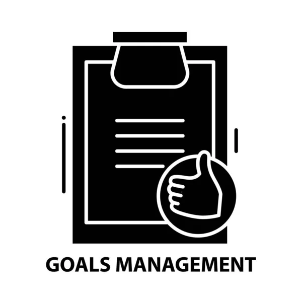 Goals management icon, black vector sign with editable strokes, concept illustration — Stockvector