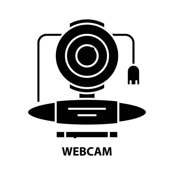 Icono de la webcam, signo de vector negro con movimientos editables, ilustración de concepto — Vector de stock