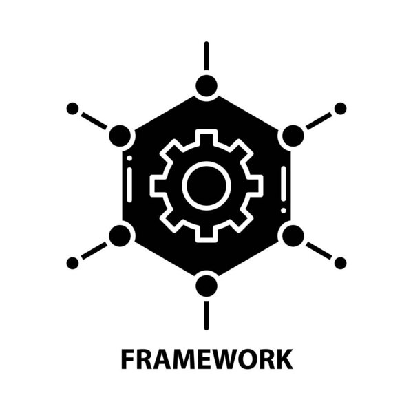 framework icon, black vector sign with editable strokes, concept illustration