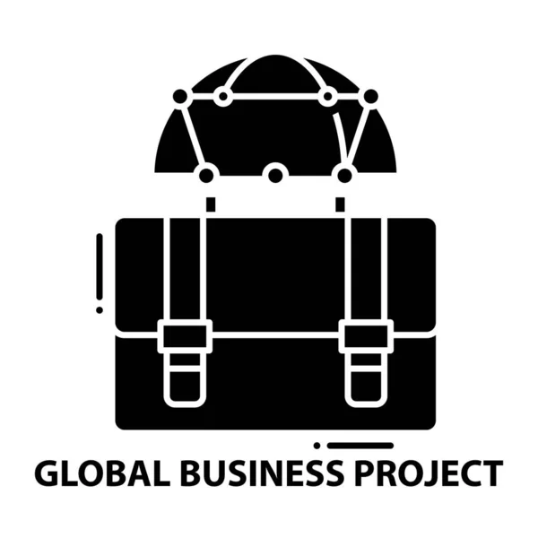 Global business project icon, black vector sign with editable strokes, concept illustration — Wektor stockowy