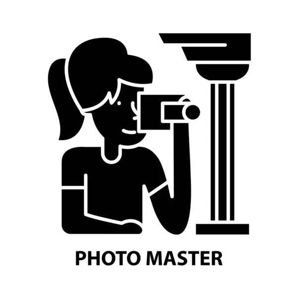 Photo master icon, segno vettoriale nero con tratti modificabili, illustrazione concettuale — Vettoriale Stock
