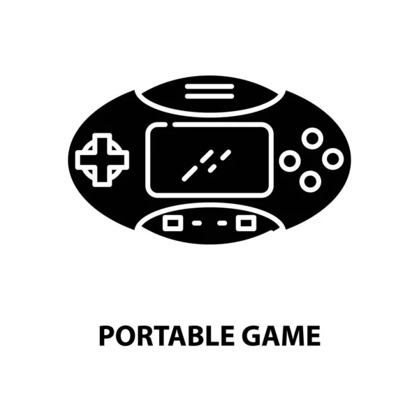 Portable game icon, black vector sign with editable strokes, concept illustration — Stock Vector