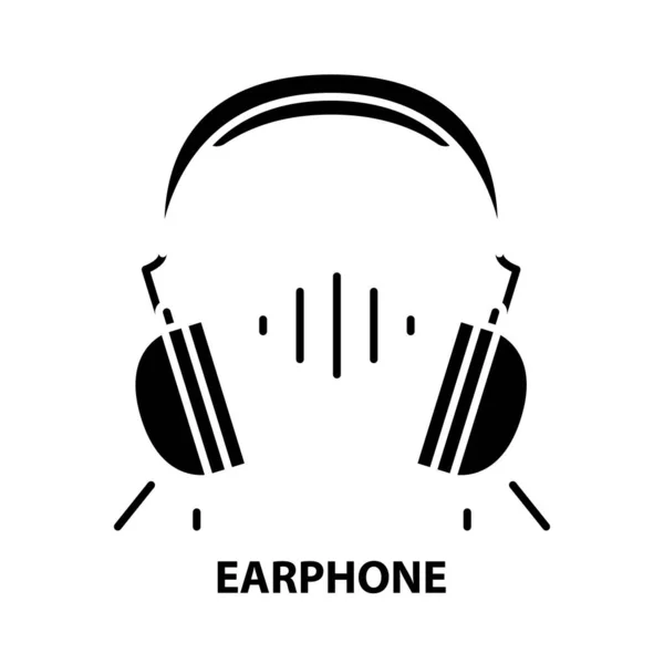 Earphone symbol icon, black vector sign with editable strokes, concept illustration — Wektor stockowy