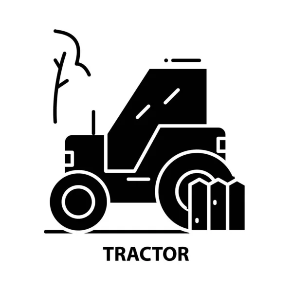 트랙터 아이콘, 검은 벡터 사인에 편집 가능 한 획, 컨셉 일러스트 — 스톡 벡터