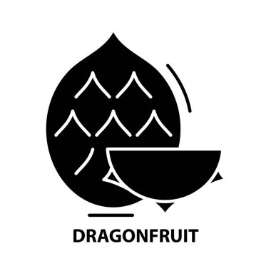 Ejderha Meyvesi simgesi, düzenlenebilir vuruşlarla siyah vektör işareti, konsept illüstrasyon