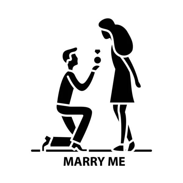 Marry me icon, black vector sign with editable strokes, concept illustration — Stockový vektor