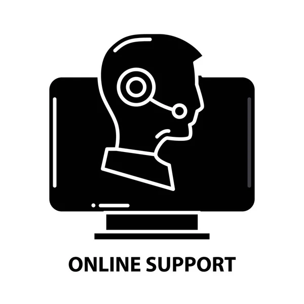 Online támogatás szimbólum ikon, fekete vektor jel szerkeszthető stroke, koncepció illusztráció — Stock Vector