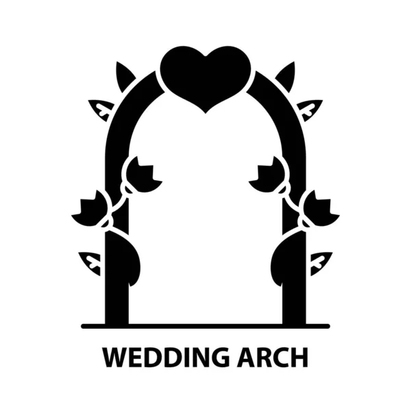 結婚式のアーチアイコン編集可能なストロークと黒のベクトル記号コンセプトイラスト — ストックベクタ