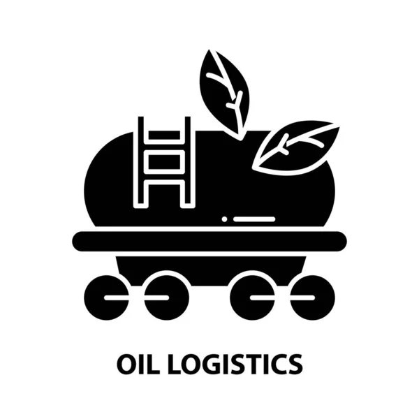 Ícone de logística de óleo, sinal de vetor preto com traços editáveis, ilustração conceito — Vetor de Stock