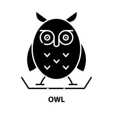 Baykuş simgesi, düzenlenebilir vuruşlu siyah vektör işareti, konsept illüstrasyon