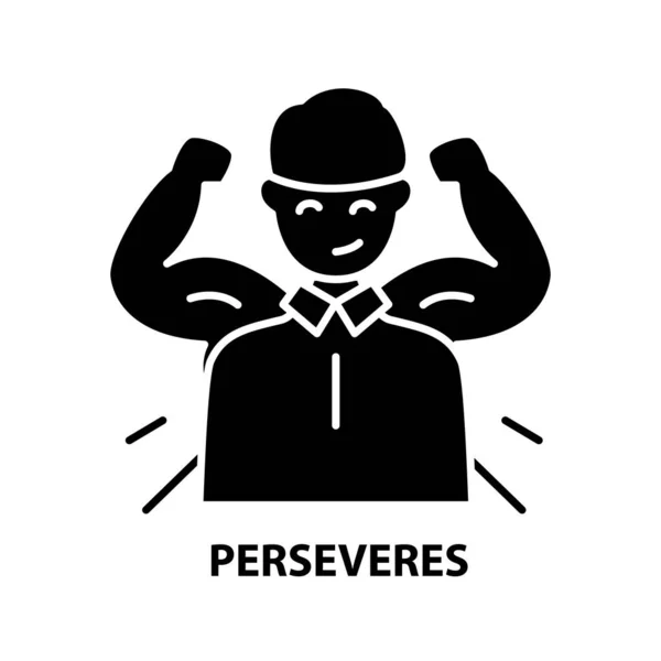 Perseveres icon, black vector sign with editable strokes, concept illustration — Wektor stockowy