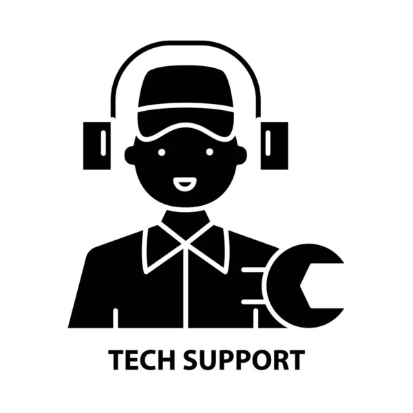Tech support symbol icon, black vector sign with editable strokes, concept illustration — Wektor stockowy