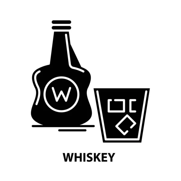 Whiskey-Symbol, schwarzes Vektorzeichen mit editierbaren Strichen, Konzeptillustration — Stockvektor