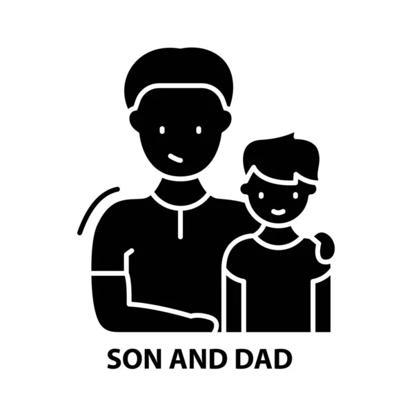 Son and dad icon, black vector sign with editable strokes, concept illustration — Stockvector