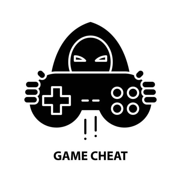 Game cheat icon, black vector sign with editable strokes, concept illustration — Stock Vector