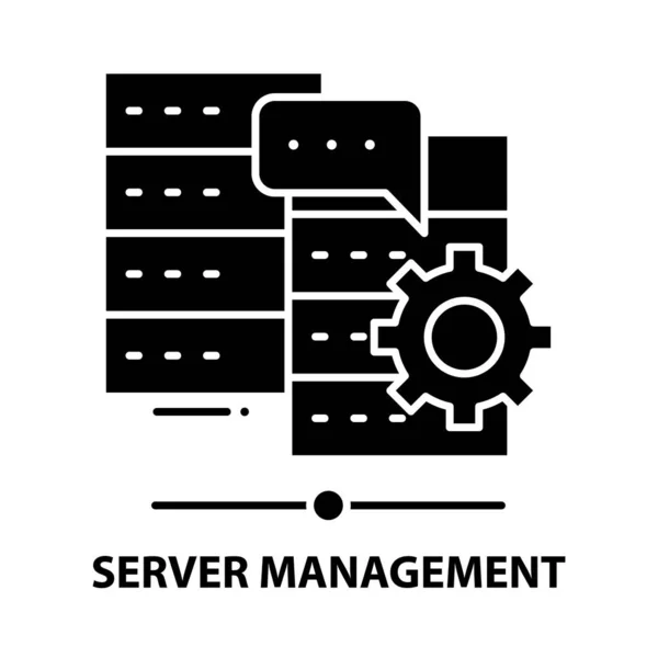 Server management icon, black vector sign with editable strokes, concept illustration — Wektor stockowy