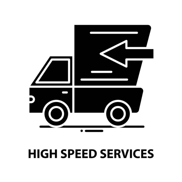 High speed services icon, black vector sign with editable strokes, concept illustration — Wektor stockowy