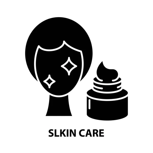 Icono de cuidado de slkin, signo de vector negro con movimientos editables, ilustración de concepto — Vector de stock