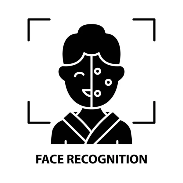 Icono de reconocimiento facial, signo de vector negro con trazos editables, ilustración conceptual Vector De Stock