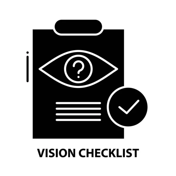 Icône de liste de vérification de la vision, signe vectoriel noir avec traits modifiables, illustration de concept — Image vectorielle