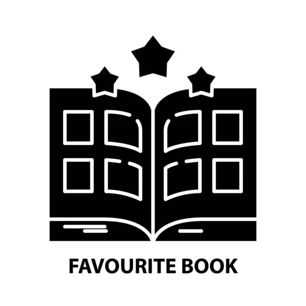 Icono del libro favorito, signo de vector negro con trazos editables, ilustración conceptual — Archivo Imágenes Vectoriales