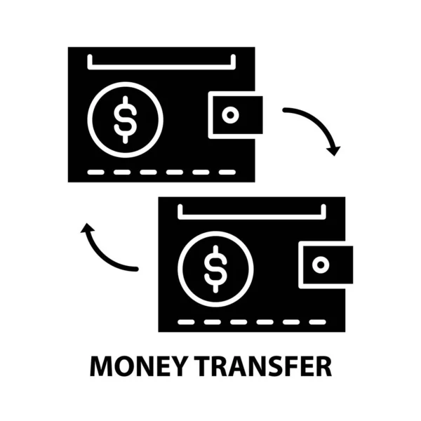 Ícone de transferência de dinheiro, sinal vetorial preto com traços editáveis, ilustração conceito — Vetor de Stock