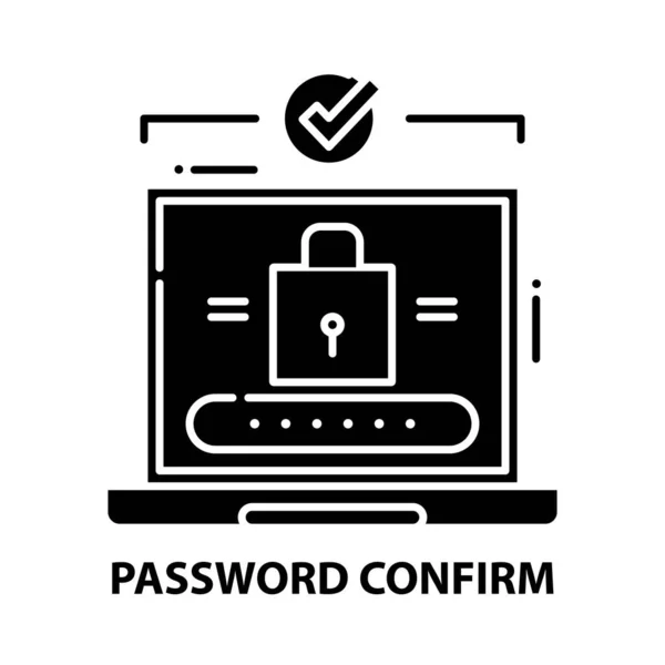 Passwort-Bestätigungs-Symbol, schwarzes Vektorzeichen mit editierbaren Strichen, Konzeptillustration — Stockvektor