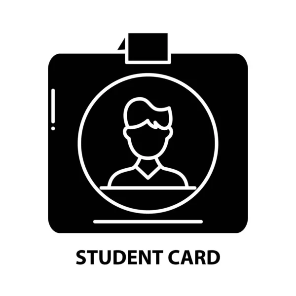 Student card icon, black vector sign with editable strokes, concept illustration — Wektor stockowy