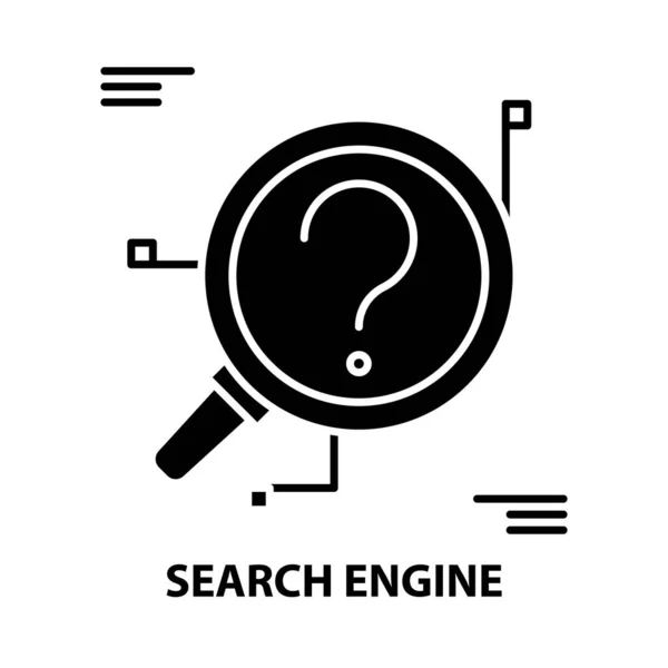 Ícone do motor de busca, sinal de vetor preto com traços editáveis, ilustração conceito — Vetor de Stock