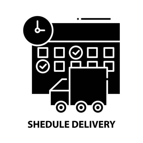 Shedule delivery icon, black vector sign with editable strokes, concept illustration — Wektor stockowy