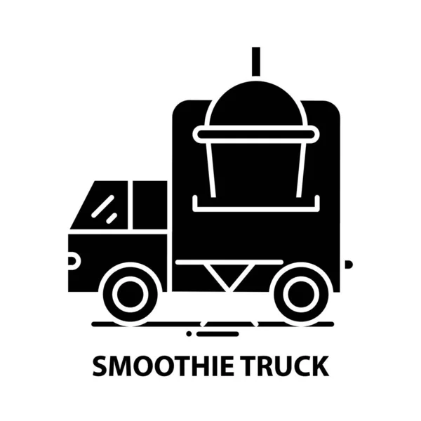 Ikona smoothie truck, černá vektorová značka s upravitelnými tahy, koncept ilustrace — Stockový vektor