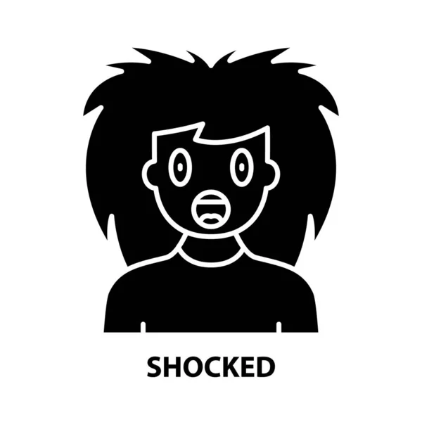 ショックを受けたアイコンや編集可能なストロークの黒いベクトルサインコンセプトイラスト — ストックベクタ