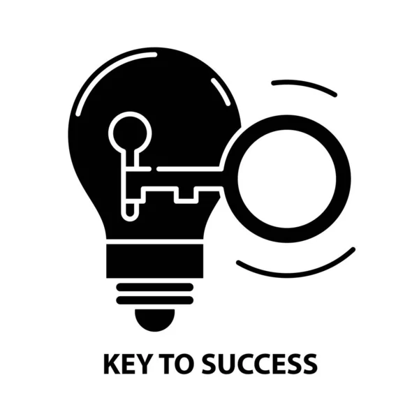 Key to success icon, black vector sign with editable strokes, concept illustration — Wektor stockowy