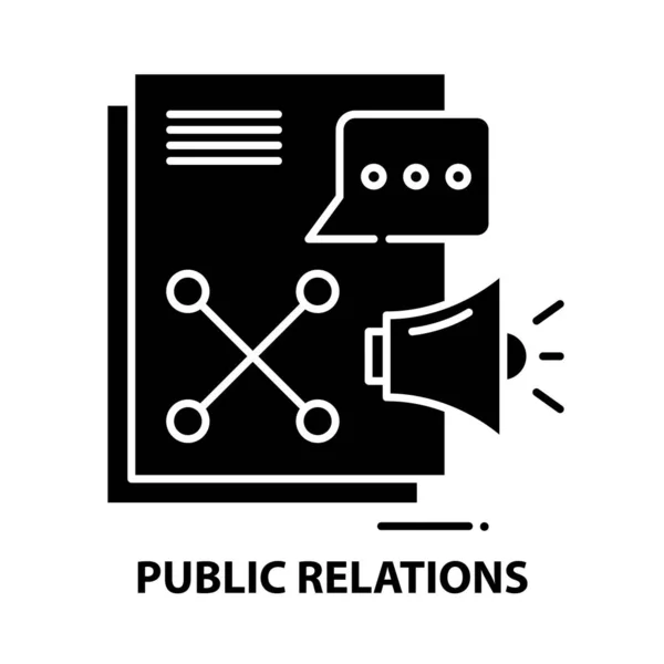 Icona delle relazioni pubbliche, segno vettoriale nero con tratti modificabili, illustrazione concettuale — Vettoriale Stock