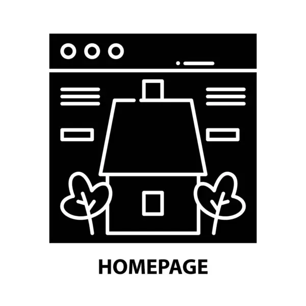 ( 영어 ) homepage icon, black vector sign with editable stroke, concept illustration — 스톡 벡터