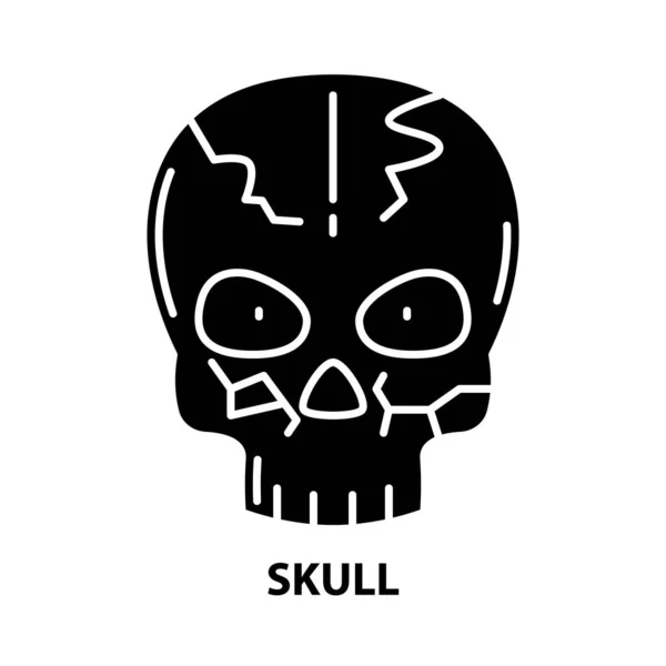 Skull icon, black vector sign with editable strokes, concept illustration — Wektor stockowy