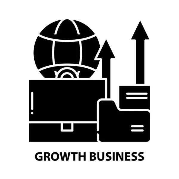 Growth business icon, black vector sign with editable strokes, concept illustration — Wektor stockowy